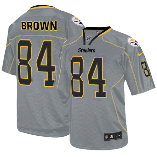 Men's Nike Pittsburgh Steelers #84 Antonio Brown Elite Lights Out Grey NFL Jersey