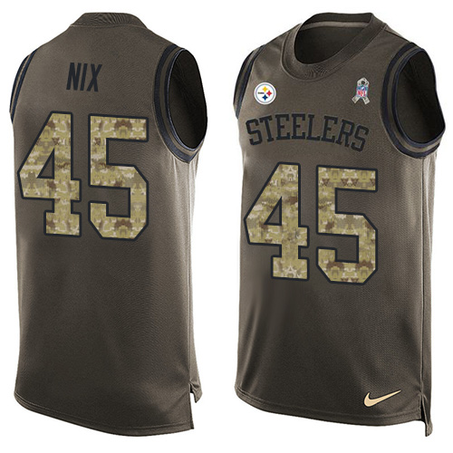 Men's Nike Pittsburgh Steelers #45 Roosevelt Nix Limited Green Salute to Service Tank Top NFL Jersey