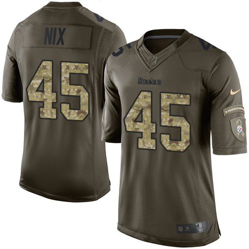 Youth Nike Pittsburgh Steelers #45 Roosevelt Nix Limited Green Salute to Service NFL Jersey