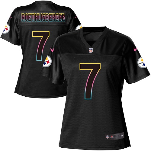 Women's Nike Pittsburgh Steelers #7 Ben Roethlisberger Game Black Fashion NFL Jersey