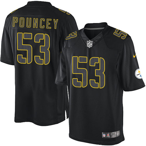 Men's Nike Pittsburgh Steelers #53 Maurkice Pouncey Elite Black Impact NFL Jersey
