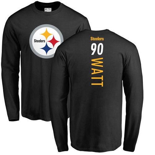 NFL Nike Pittsburgh Steelers #90 T. J. Watt Black Backer Long Sleeve T-Shirt
