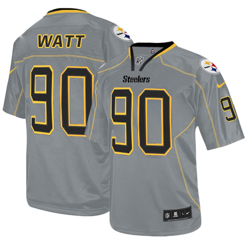 Men's Nike Pittsburgh Steelers #90 T. J. Watt Elite Lights Out Grey NFL Jersey