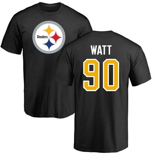 NFL Nike Pittsburgh Steelers #90 T. J. Watt Black Name & Number Logo T-Shirt