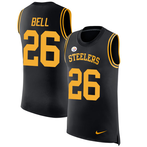 Men's Nike Pittsburgh Steelers #26 Le'Veon Bell Black Rush Player Name & Number Tank Top NFL Jersey