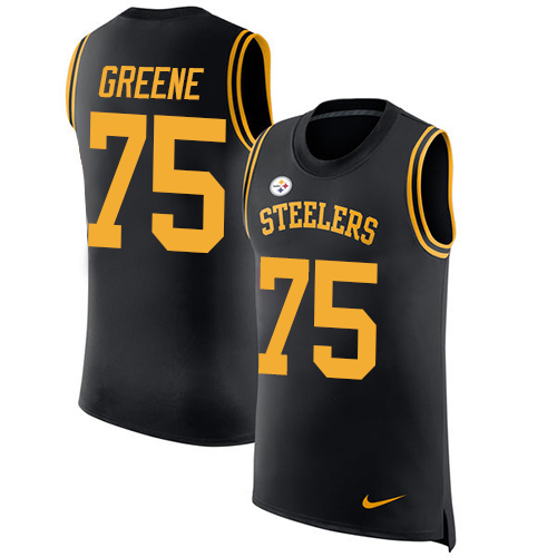 Men's Nike Pittsburgh Steelers #75 Joe Greene Black Rush Player Name & Number Tank Top NFL Jersey