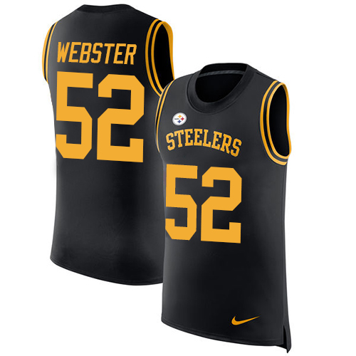Men's Nike Pittsburgh Steelers #52 Mike Webster Black Rush Player Name & Number Tank Top NFL Jersey