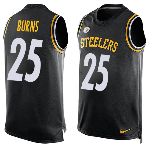Men's Nike Pittsburgh Steelers #25 Artie Burns Limited Black Player Name & Number Tank Top NFL Jersey