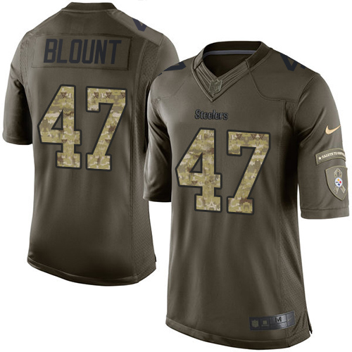Men's Nike Pittsburgh Steelers #47 Mel Blount Limited Green Salute to Service NFL Jersey