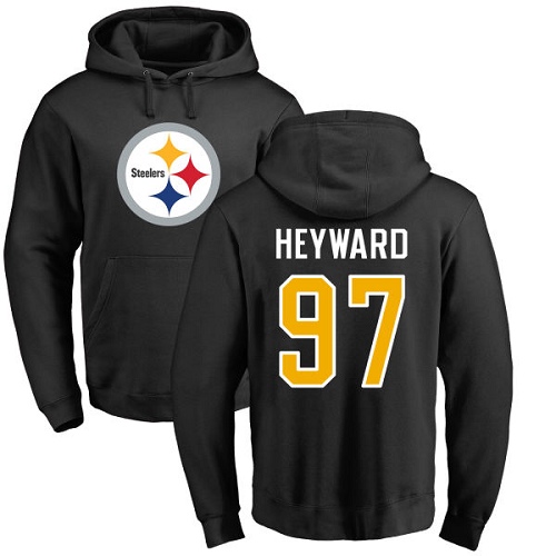 NFL Nike Pittsburgh Steelers #97 Cameron Heyward Black Name & Number Logo Pullover Hoodie