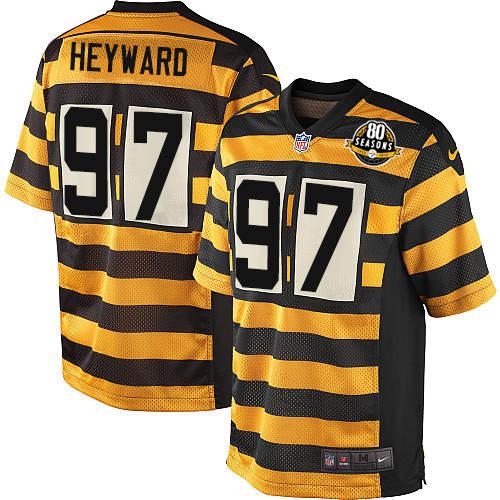 Youth Nike Pittsburgh Steelers #97 Cameron Heyward Limited Yellow/Black Alternate 80TH Anniversary Throwback NFL Jersey