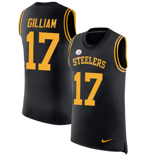 Men's Nike Pittsburgh Steelers #17 Joe Gilliam Black Rush Player Name & Number Tank Top NFL Jersey