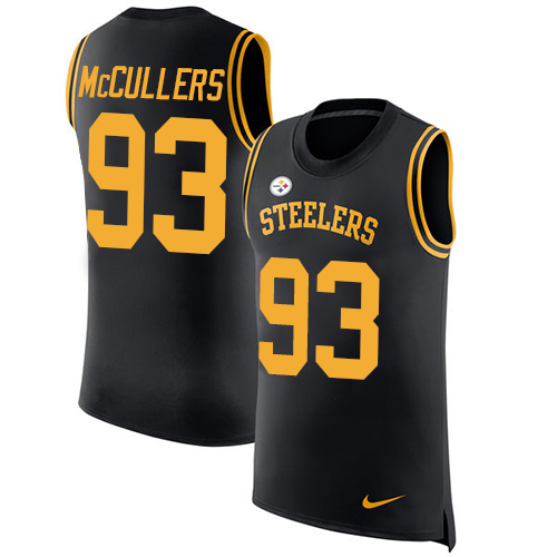 Men's Nike Pittsburgh Steelers #93 Dan McCullers Black Rush Player Name & Number Tank Top NFL Jersey