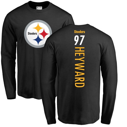 NFL Nike Pittsburgh Steelers #97 Cameron Heyward Black Backer Long Sleeve T-Shirt