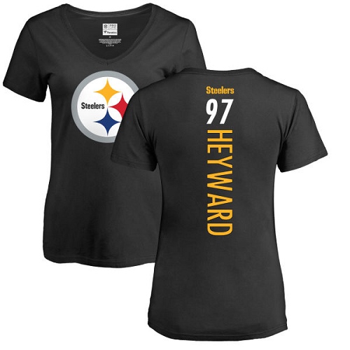 NFL Women's Nike Pittsburgh Steelers #97 Cameron Heyward Black Backer Slim Fit T-Shirt