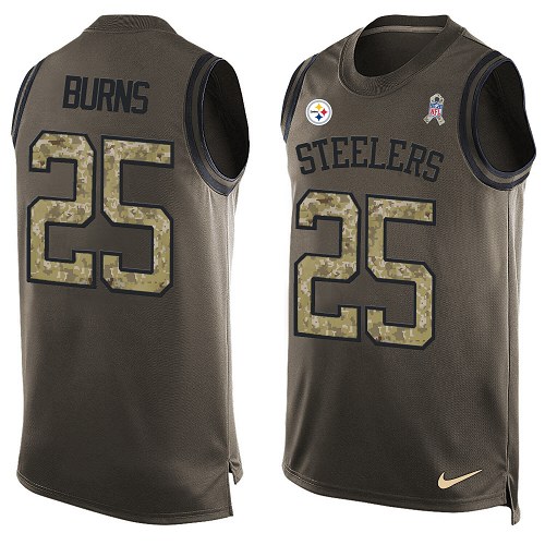 Men's Nike Pittsburgh Steelers #25 Artie Burns Limited Green Salute to Service Tank Top NFL Jersey