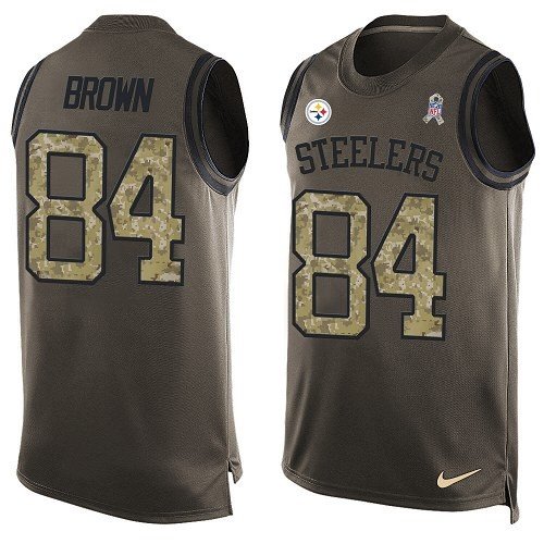 Men's Nike Pittsburgh Steelers #84 Antonio Brown Limited Green Salute to Service Tank Top NFL Jersey