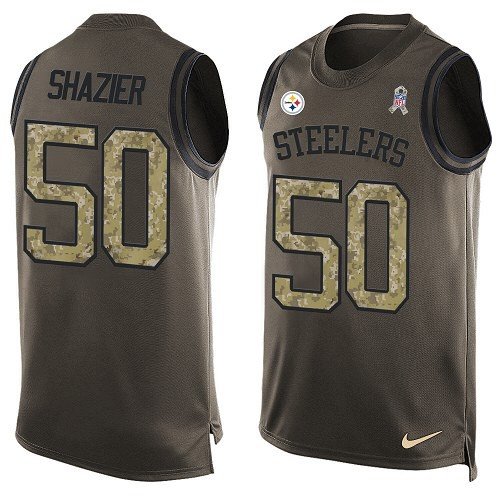 Men's Nike Pittsburgh Steelers #50 Ryan Shazier Limited Green Salute to Service Tank Top NFL Jersey