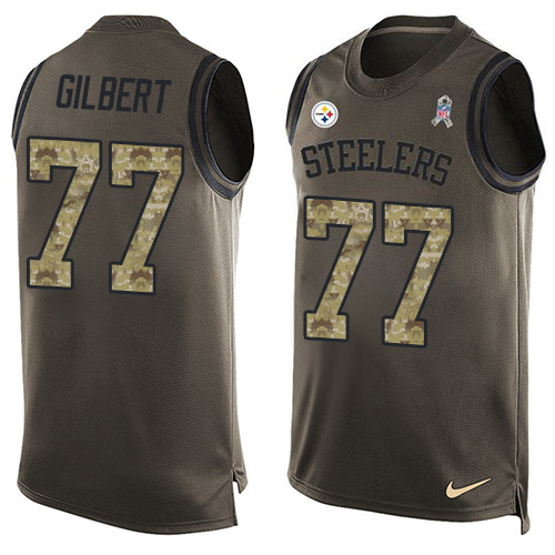 Men's Nike Pittsburgh Steelers #77 Marcus Gilbert Limited Green Salute to Service Tank Top NFL Jersey