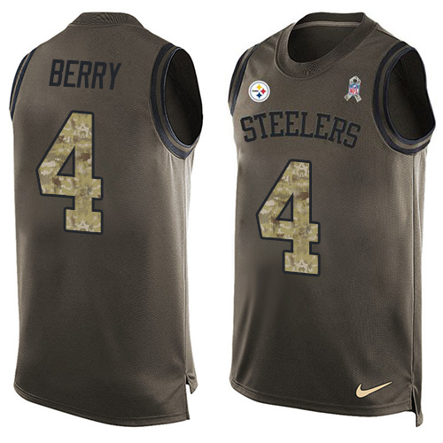 Men's Nike Pittsburgh Steelers #4 Jordan Berry Limited Green Salute to Service Tank Top NFL Jersey