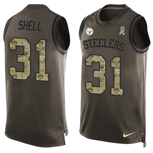 Men's Nike Pittsburgh Steelers #31 Donnie Shell Limited Green Salute to Service Tank Top NFL Jersey