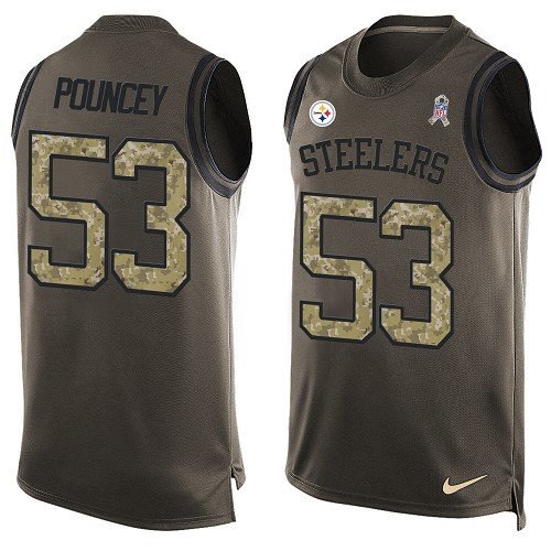 Men's Nike Pittsburgh Steelers #53 Maurkice Pouncey Limited Green Salute to Service Tank Top NFL Jersey