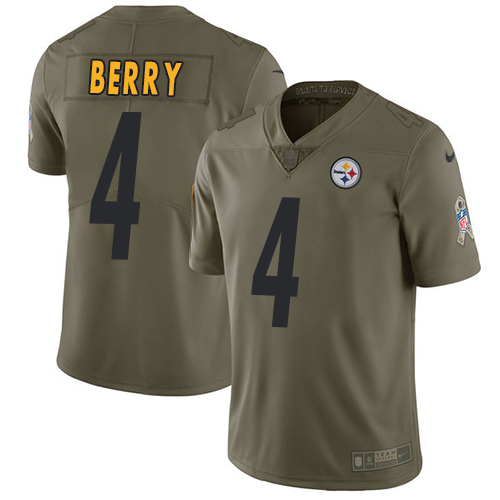 Men's Nike Pittsburgh Steelers #4 Jordan Berry Limited Olive 2017 Salute to Service NFL Jersey
