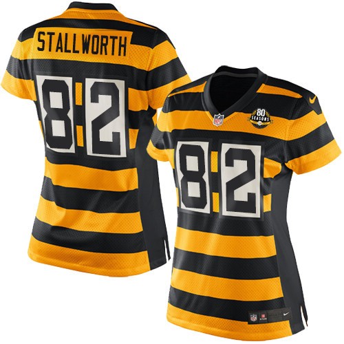 Women's Nike Pittsburgh Steelers #82 John Stallworth Game Yellow/Black Alternate 80TH Anniversary Throwback NFL Jersey