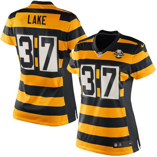 Women's Nike Pittsburgh Steelers #37 Carnell Lake Limited Yellow/Black Alternate 80TH Anniversary Throwback NFL Jersey