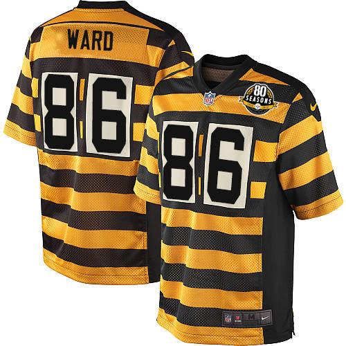 Youth Nike Pittsburgh Steelers #86 Hines Ward Elite Yellow/Black Alternate 80TH Anniversary Throwback NFL Jersey