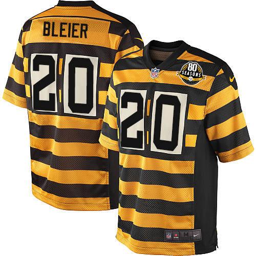 Youth Nike Pittsburgh Steelers #20 Rocky Bleier Elite Yellow/Black Alternate 80TH Anniversary Throwback NFL Jersey