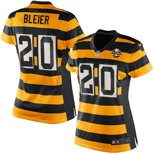 Women's Nike Pittsburgh Steelers #20 Rocky Bleier Game Yellow/Black Alternate 80TH Anniversary Throwback NFL Jersey