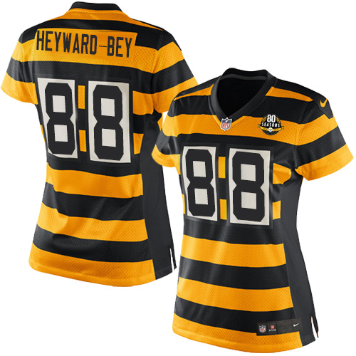 Women's Nike Pittsburgh Steelers #88 Darrius Heyward-Bey Limited Yellow/Black Alternate 80TH Anniversary Throwback NFL Jersey