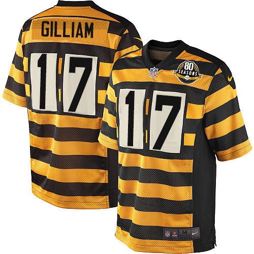 Men's Nike Pittsburgh Steelers #17 Joe Gilliam Elite Yellow/Black Alternate 80TH Anniversary Throwback NFL Jersey