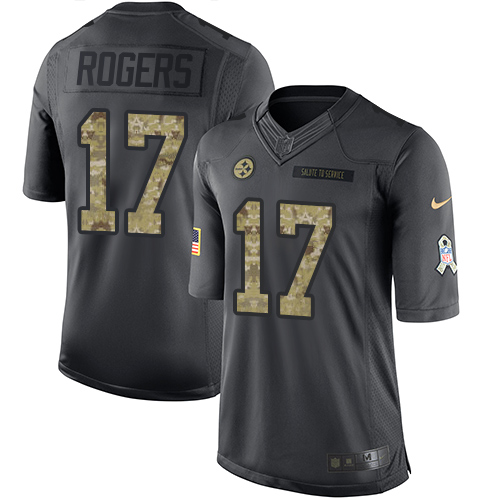 Youth Nike Pittsburgh Steelers #17 Eli Rogers Limited Black 2016 Salute to Service NFL Jersey