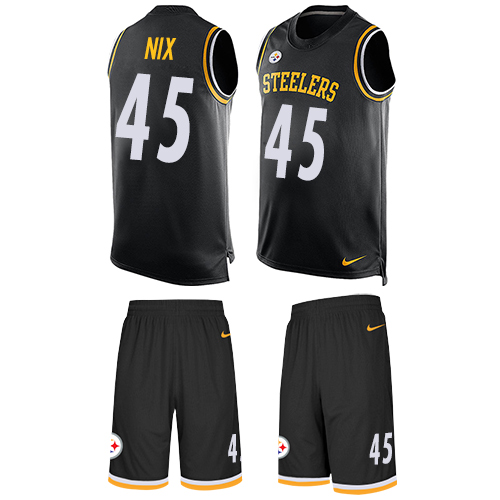 Men's Nike Pittsburgh Steelers #45 Roosevelt Nix Limited Black Tank Top Suit NFL Jersey