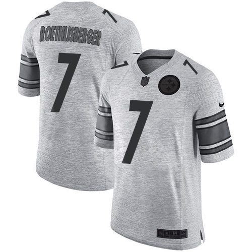Men's Nike Pittsburgh Steelers #7 Ben Roethlisberger Limited Gray Gridiron II NFL Jersey