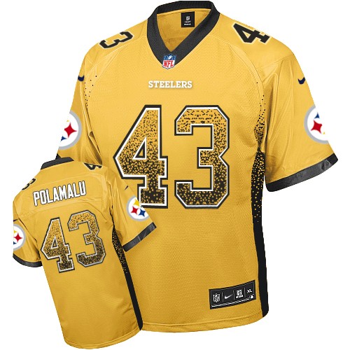 Men's Nike Pittsburgh Steelers #43 Troy Polamalu Elite Gold Drift Fashion NFL Jersey