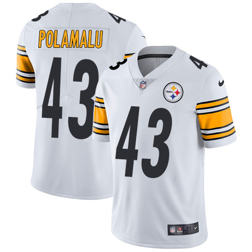 Men's Nike Pittsburgh Steelers #43 Troy Polamalu White Vapor Untouchable Limited Player NFL Jersey