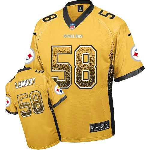 Men's Nike Pittsburgh Steelers #58 Jack Lambert Elite Gold Drift Fashion NFL Jersey