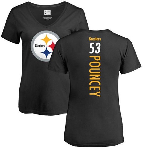 NFL Women's Nike Pittsburgh Steelers #53 Maurkice Pouncey Black Backer Slim Fit T-Shirt
