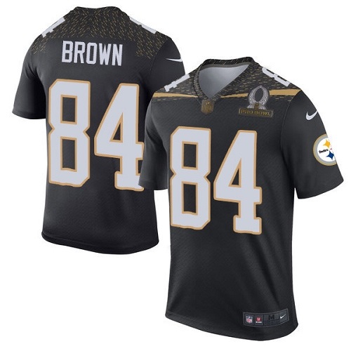 Men's Nike Pittsburgh Steelers #84 Antonio Brown Elite Black Team Irvin 2016 Pro Bowl NFL Jersey