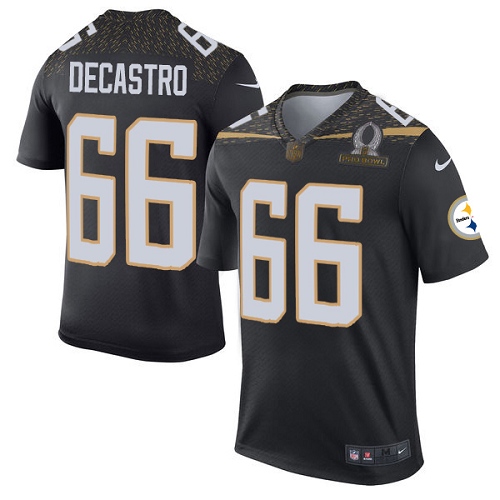 Men's Nike Pittsburgh Steelers #66 David DeCastro Elite Black Team Irvin 2016 Pro Bowl NFL Jersey