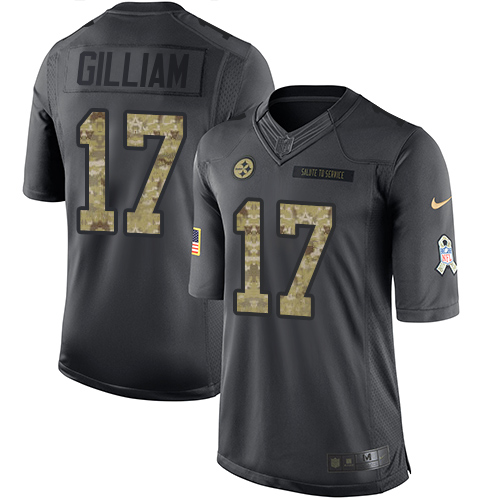 Men's Nike Pittsburgh Steelers #17 Joe Gilliam Limited Black 2016 Salute to Service NFL Jersey