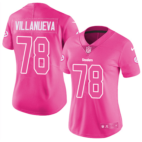Women's Nike Pittsburgh Steelers #78 Alejandro Villanueva Limited Pink Rush Fashion NFL Jersey