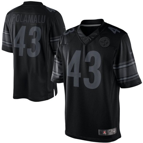 Men's Nike Pittsburgh Steelers #43 Troy Polamalu Black Drenched Limited NFL Jersey