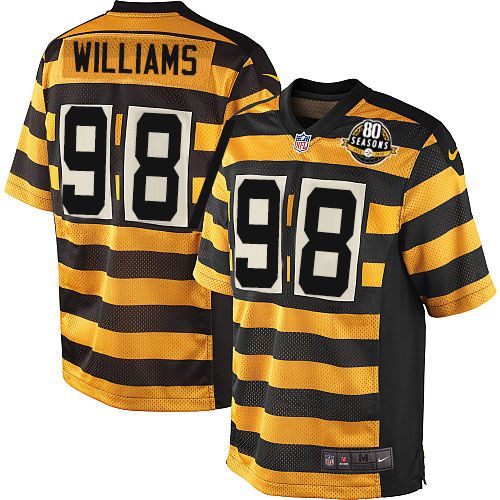 Men's Nike Pittsburgh Steelers #98 Vince Williams Elite Yellow/Black Alternate 80TH Anniversary Throwback NFL Jersey