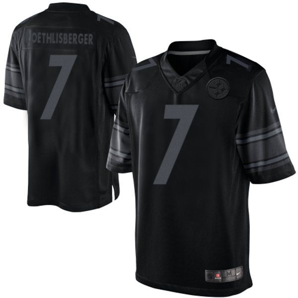 Men's Nike Pittsburgh Steelers #7 Ben Roethlisberger Black Drenched Limited NFL Jersey