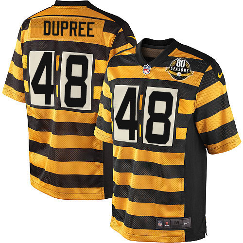 Men's Nike Pittsburgh Steelers #48 Bud Dupree Elite Yellow/Black Alternate 80TH Anniversary Throwback NFL Jersey