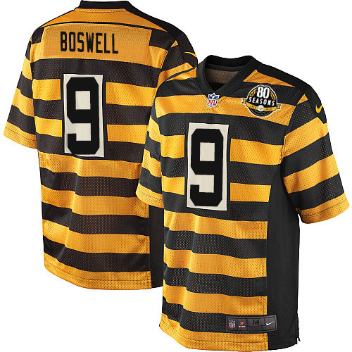 Men's Nike Pittsburgh Steelers #9 Chris Boswell Elite Yellow/Black Alternate 80TH Anniversary Throwback NFL Jersey